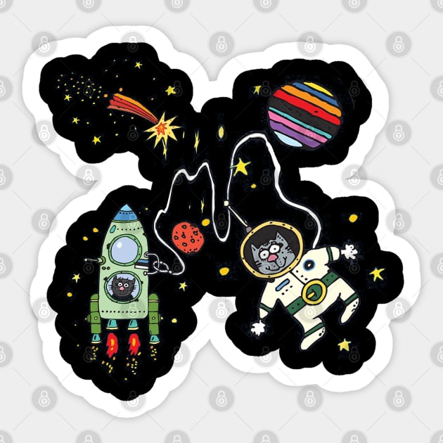 Catstronaut Cats in Space Sticker by tropicalteesshop